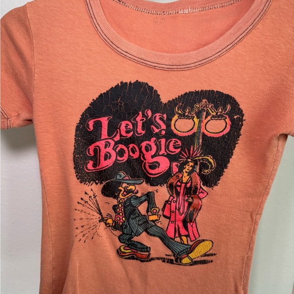 Vintage ‘Let’s Boogie’ Graphic Tee Fitted Retro Shirt - Picture 2 of 4